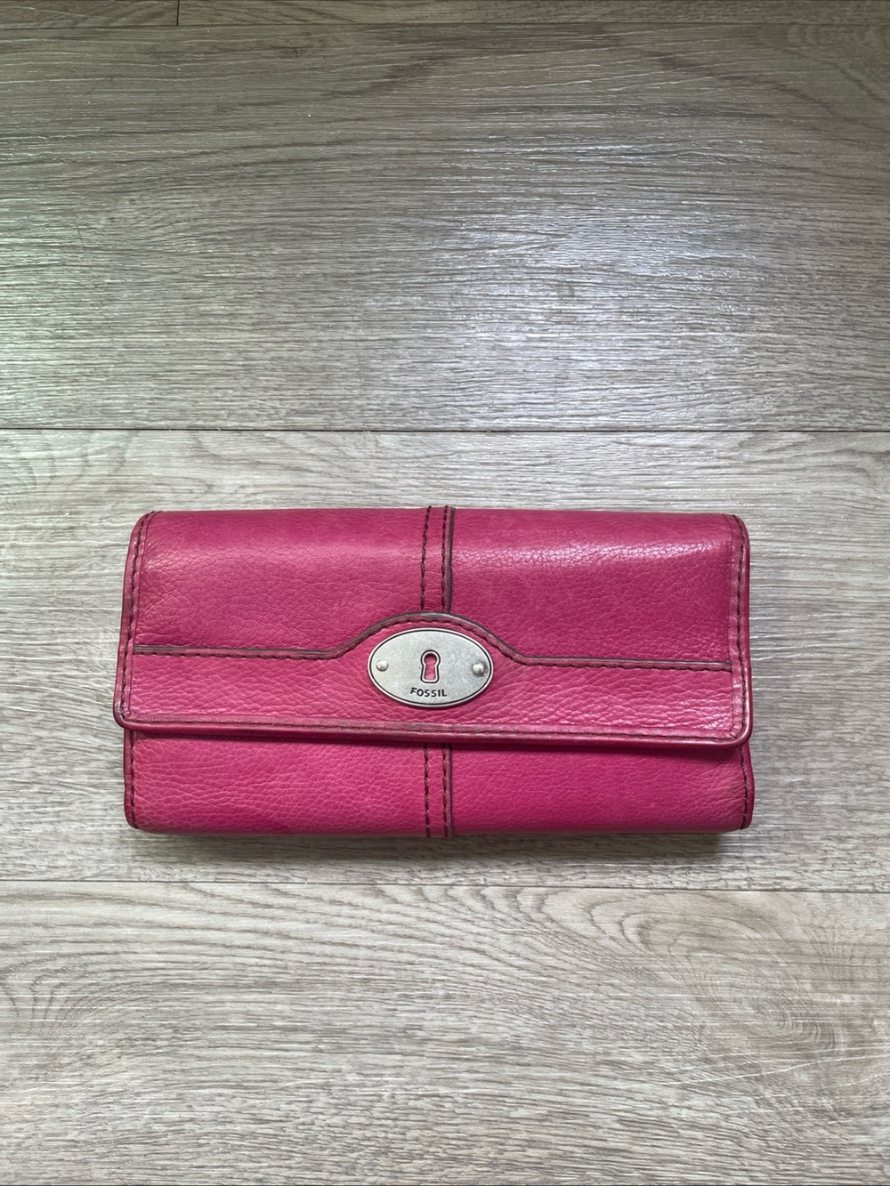 Fossil Marlow Leather Flap Clutch Wallet Flamingo Pink SL3290675